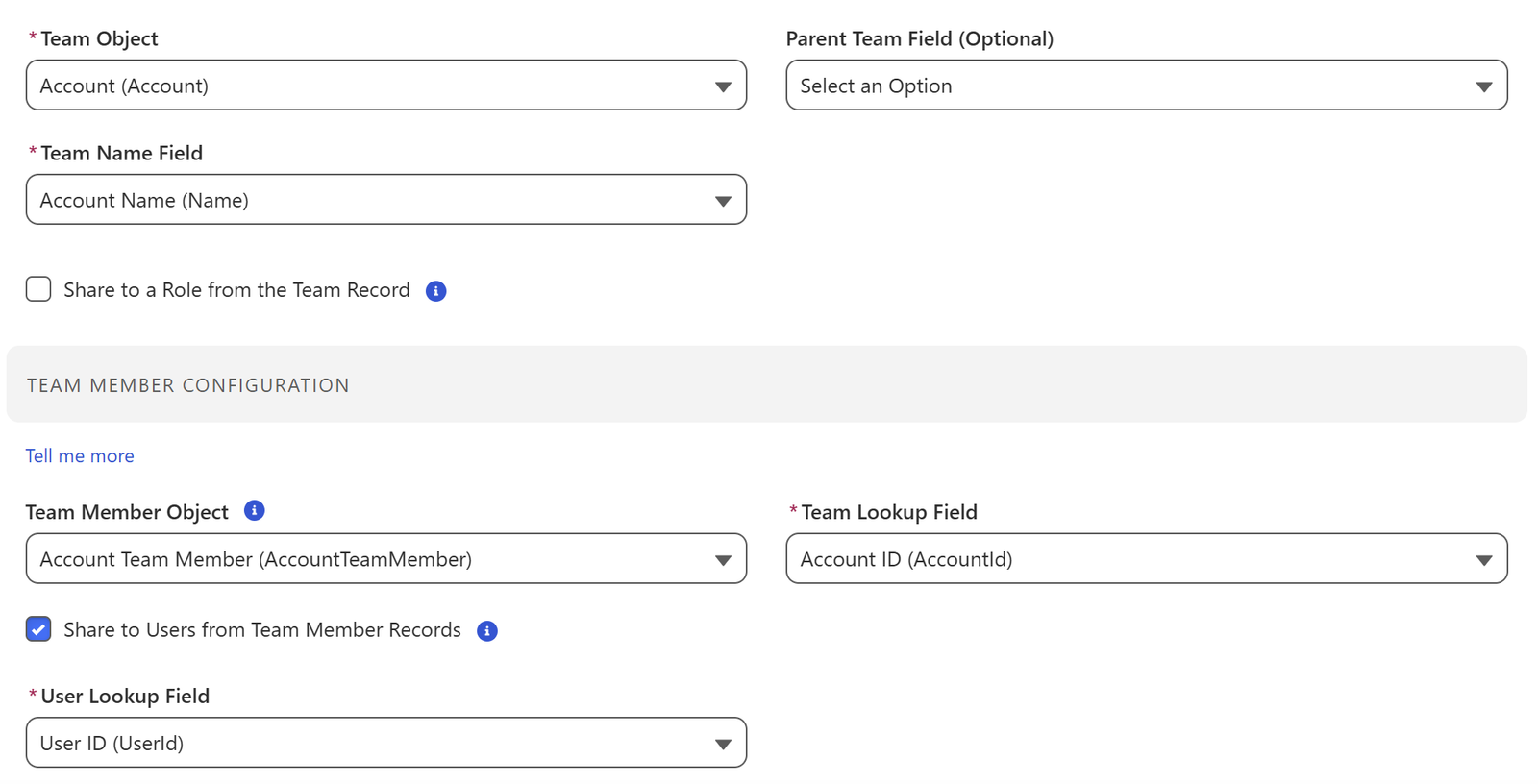 Account Team Mapping – current account team members